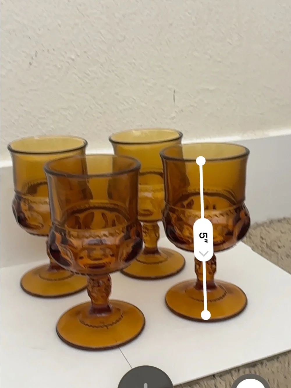 Vintage Amber Glass Goblet Set - 4-Piece Decorative Wine Glasses